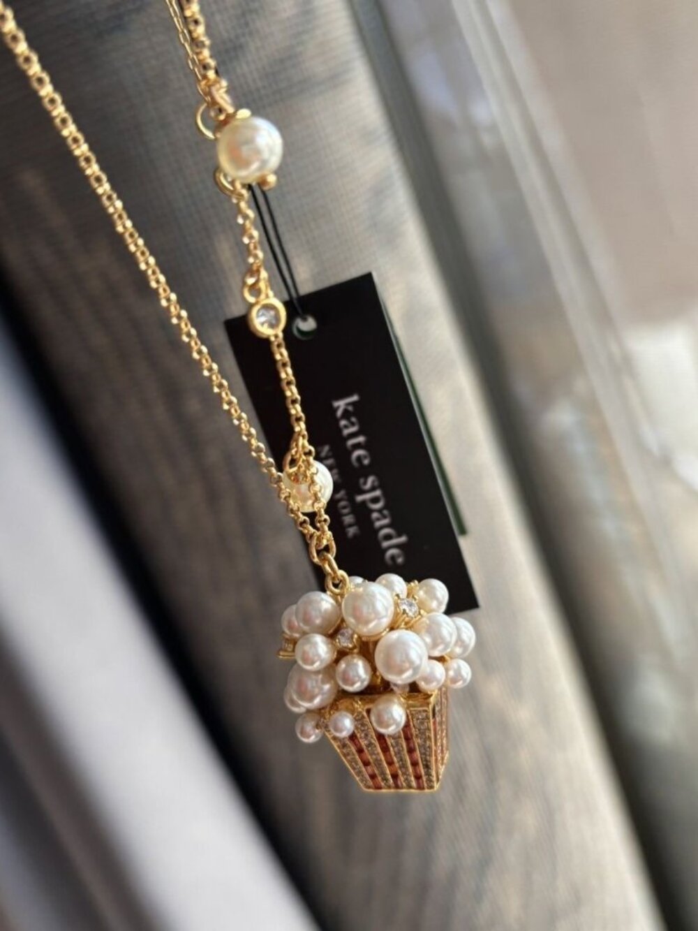 Kate Spade Women's Three-Dimensional Pearl Popcorn Pendant Necklace - Picture 3 of 7